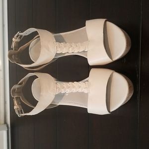 Franco Sarto Strappy Cork Wedge Braided 6M Sandals